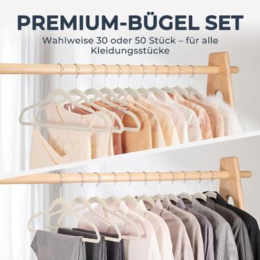 Набір вешалок для одягу HOUSE DAY, 50 шт., велюрова поверхня, нековзкі, обертаються на 360°, для сорочок, костюмів, пальто, светрів, штанів, білі