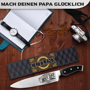 Преміум кухонний ніж Kochmesser 20 см з нержавіючої сталі з дерев'яною ручкою - гравіювання 