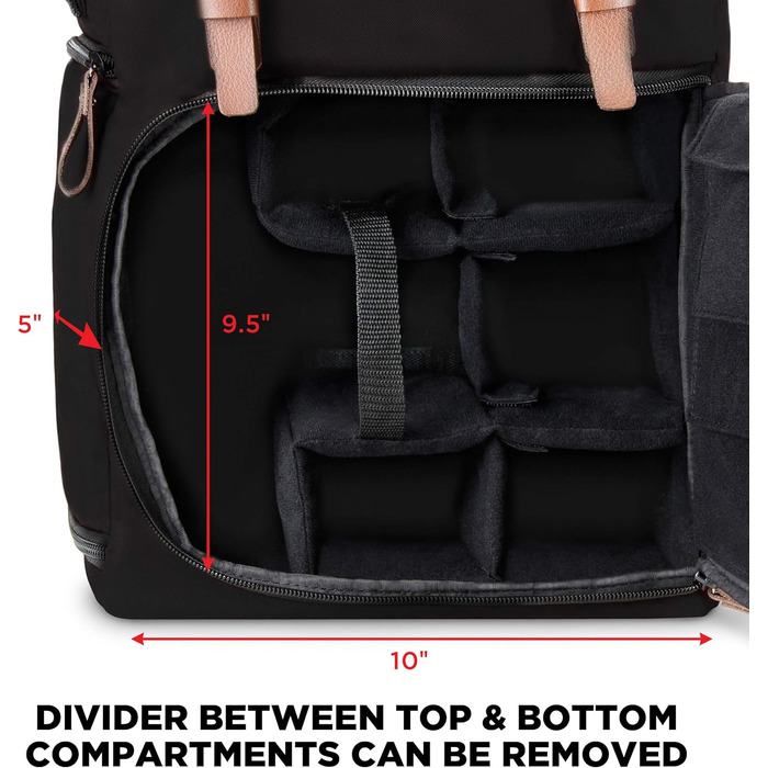 GOgroove Рюкзак для камери: DSLR рюкзак для подорожей, камера, аксесуари, ноутбук, штатив, вологостійкий, чорний