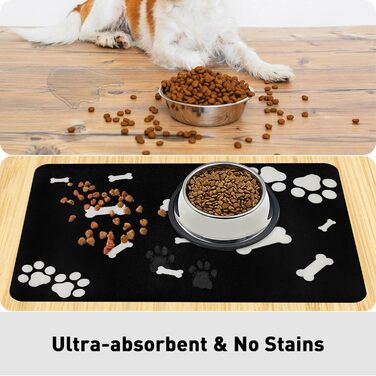 Нековзна килимок під миску для собак та котів Walant, легко миється, швидко сохне, чорний