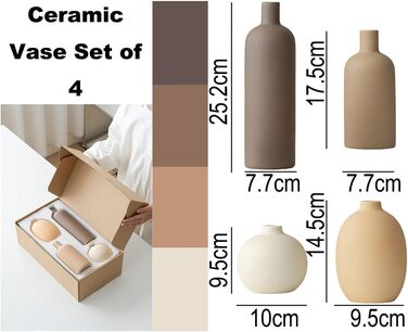 Modern Ceramic Vase Set (4-Piece) - Morandi Colors, Minimalist Table Decor, Nordic Style, Boho Scandinavian Vase Set
