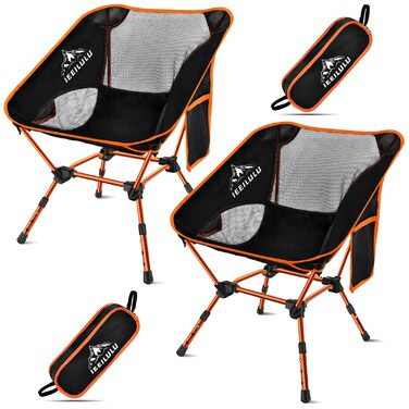 Складний стілець для кемпінгу помаранчевого кольору, вантажопідйомність 130 кг, портативний, легкий для пікніка, риболовлі, саду, походу