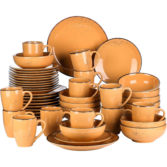 Сервіз Vancasso Serie Navia Teller, 32 елементи, на 8 осіб, сучасний дизайн (Помаранчевий)