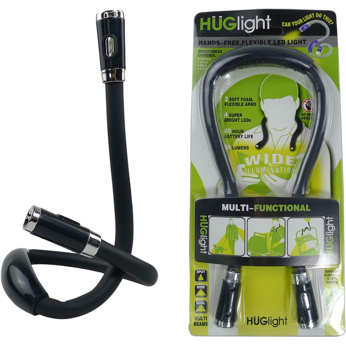 LED лампа для читання GRSTREE з гнучкими підлокітниками, 3 режими яскравості, для читання в ліжку, рукоділля, чорного кольору