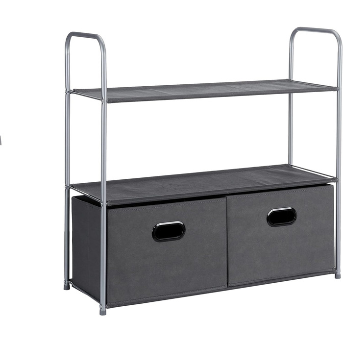 Amazon Basics Closet Organization System with THREE Fabric Shelves and Two Collapsible Top-Open Containers, 32.7