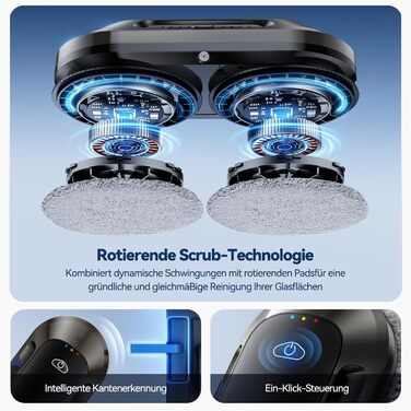 Робот для миття вікон Neu Fensterputzroboter з розпилювачем, 6000Pa, для вікон та плитки, тихий (<65дБ), з системою безпеки та інтелектуальною навігацією + 10 серветок