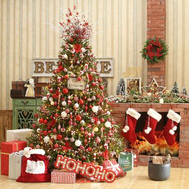 Набір прикрас для ялинки Sea Team: кульки та орнаменти, 60 мм, червоний та білий, 30 шт.