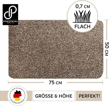 Килимок для підлоги DOMOPRIMA з мікрофібри, миючий, неслизький, надзвичайно поглинаючий, плоский - антибактеріальний, для внутрішнього та зовнішнього використання (60x40 см) (Світло-коричневий, 75x50 см (Прямокутний))