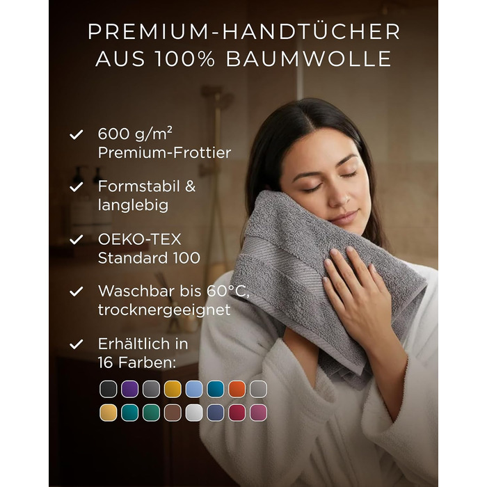Набір махрових рушників 100% бавовна, 50x100 см, 600 г/м², Oeko-TEX, сині, 8 шт.