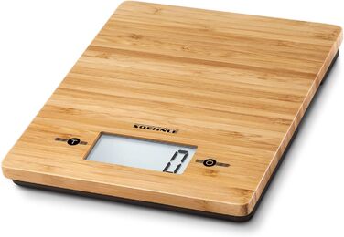 Кухонні ваги Soehnle Bamboo: цифрові, бамбукові, з сенсорною панеллю, до 5 кг, з батарейками