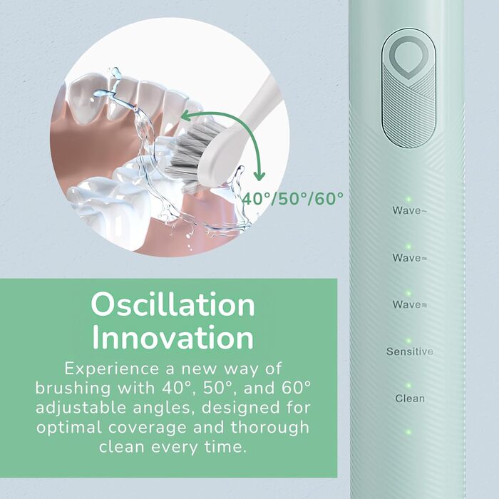Електрична зубна щітка BarberBoss для дорослих QR-7537 (М'ята) – осцилююча, звукова технологія, 6 насадок, таймер, кейс