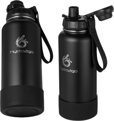 Термофляга Hydro2Go Edelstahl 950 мл з соломинкою, чорна - ізольована, BPA-free, для спорту та активного відпочинку, 24 год холод/12 год тепло
