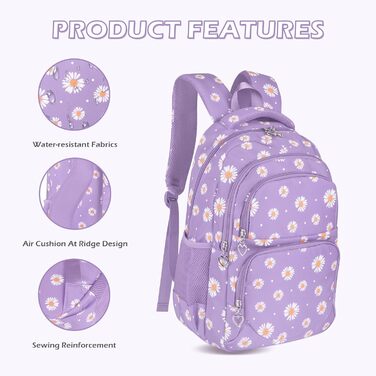 Рюкзак для дівчинки-підлітка, шкільний набір з ланч-боксом та пеналом, фіолетовий. Шкільний рюкзак для школи та відпочинку