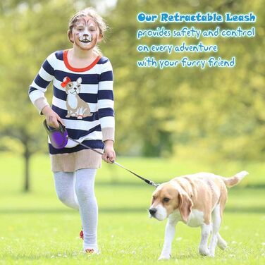 МігооПет (MigooPet) повідок для собак, висувна, 4.6 м, для собак малих та великих порід (до 45/115 кг), фіолетовий