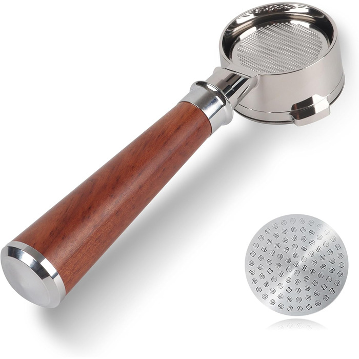 Портфільтр без дна 54мм для кавомашин Sage/Breville Barista Express, Pro, Touch, Impress з дерев'яною ручкою