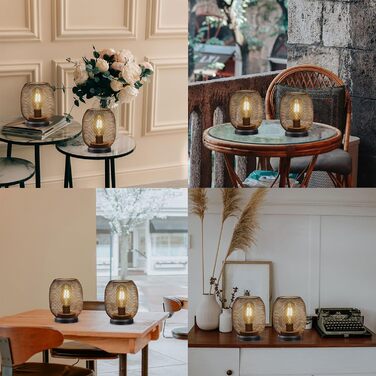 Настільна лампа JHY DESIGN Gold Schwarz: набір з 2 шт. з металу, LED, вінтажний стиль, для спальні, вітальні, весілля, партії, внутрішнє та зовнішнє використання (кругла форма)