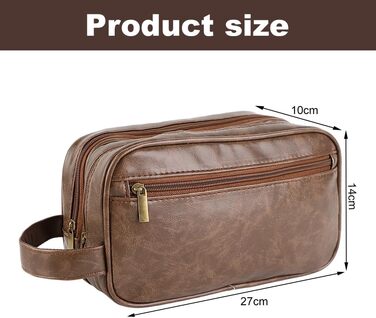 Чоловіча косметичка Kulturbeutel з водонепроникного PU-шкіряного матеріалу, двошарова, для подорожей та спорту (темно-коричнева)