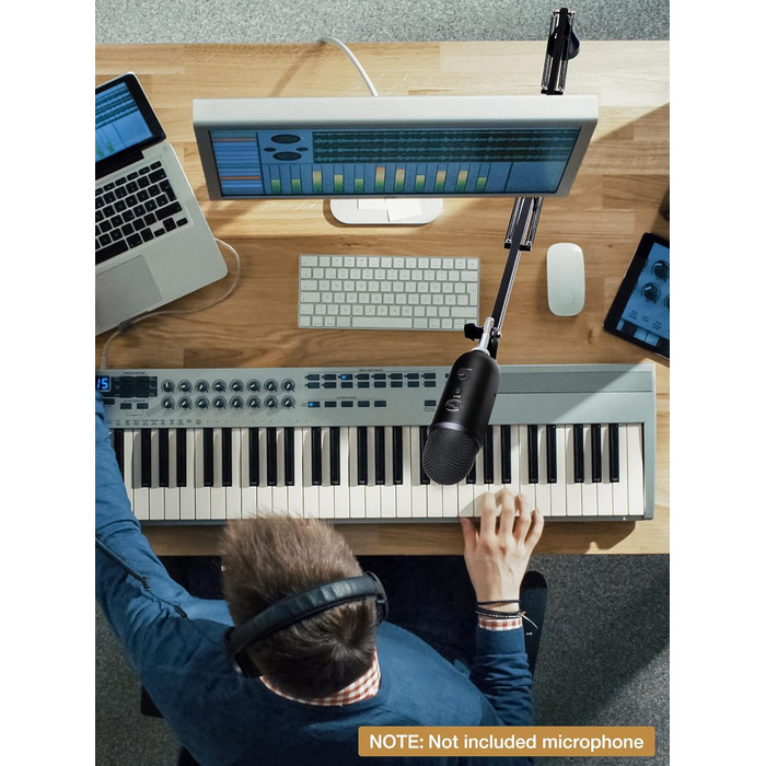 SUNMON Тримач для мікрофону HyperX QuadCast та інших - регульований кріплення для мікрофону з кабелеутримувачем, адаптер 3/8' - 5/8' для Blue Yeti, Fifine, Seiren