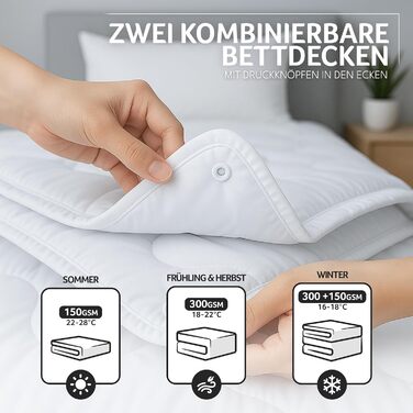 Ковдра Gentle North 155x220 - 4-сезонна ковдра для алергіків, м'яка та пухнаста, 155 x 220 см, придатна для прання при 60°C