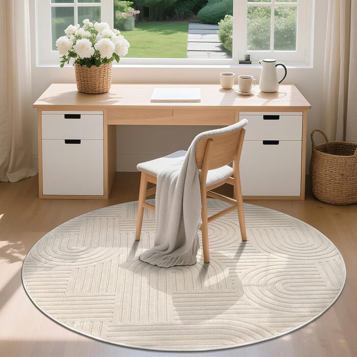 Килим для вітальні 160x230 см, великий пухнастий з коротким ворсом, миючий, сучасний, з 3D ефектом, нековзний, для їдальні, кухні, спальні, бежевий