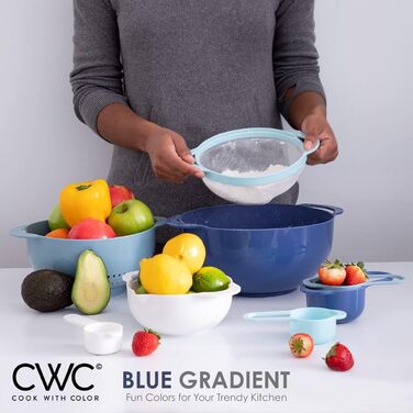 Набір кухольних мисок COOK WITH COLOR Nistschalen: 8 мисок (м'ятно-зелені), мірні склянки, сито, чаші для перемішування