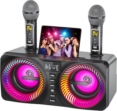 Портативна караоке-система з 2 бездротовими мікрофонами та 30W потужністю, NT001-RED-US