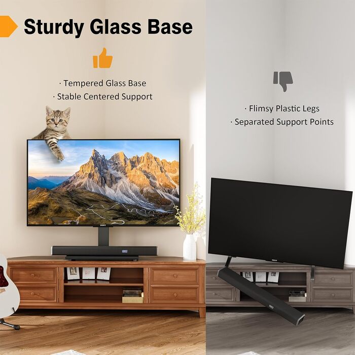 Підставка для телевізора настільна Universal 27-55 дюймів LCD LED VESA 400x400, регульована по висоті, з кабельним каналом