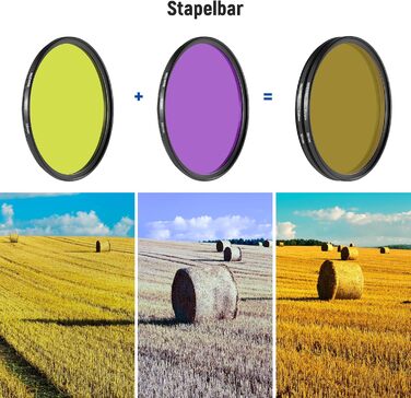 Набір фільтрів об'єктива NEEWER 9 шт. (55mm) з кольорового скла: червоний, оранжевий, синій, жовтий, зелений, коричневий, фіолетовий, рожевий, сірий