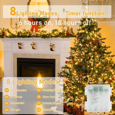 Ланцюжок прикрас для дому та саду, 30 метрів, 300 LED, тепле біле світло, з таймером, 8 режимів, вологостійкий, для декору кімнати, балкона, ялинки