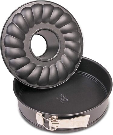 Dr. Oetker Springform with Flat and Tube Bottom, Ø 28 cm, Cake Pan made of Steel with Non-Stick Coating, Baking Pan made of Refined Black Steel, Quantity: 1 piece