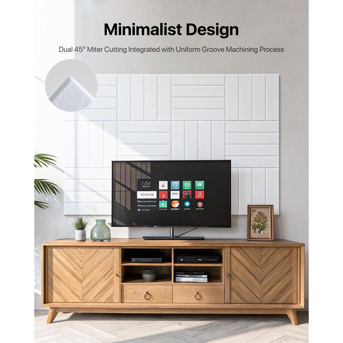 Акустичні панелі Soundsbay для шумоізоляції, самоклеючі звукопоглинаючі плити з поліестеру, 30×30×0.9 см, білі (12 шт.)