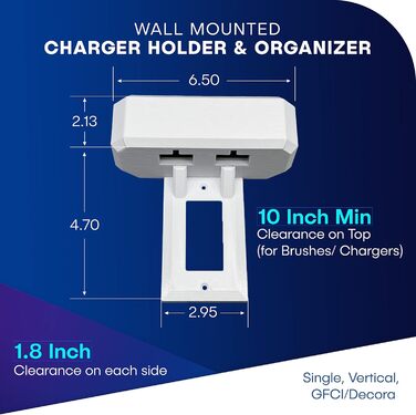 Electric Toothbrush Holder, Wall Mount, Oral-B, 2 Chargers, GFCI/Decora Single Standard Vertical