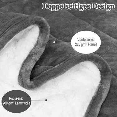 Вага ковдра WOLTU для дорослих, терапевтична ковдра з склокульками, 9 кг, 150x200 см, чорний/сірий, з фланелі Sherpa, проти стресу