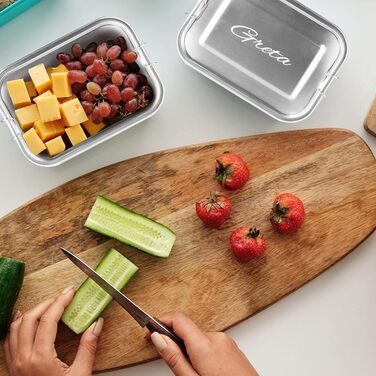 LOOXIS Personalized Stainless Steel Lunchbox with Name & Text Engraved – 800 ml, including compartment divider, leak-proof, Bento Box, lunchbox – Gift idea for children, starting school, work - M