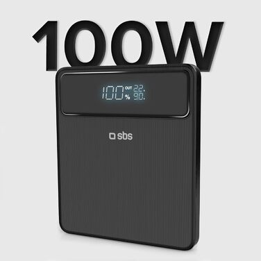 PowerBank SBS 20000 mAh 100W з LCD-дисплеєм: заряд для ноутбука, телефону, планшета, MacBook, iPad