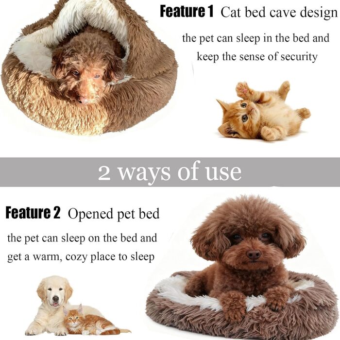 М'яке ліжко для собак та котів у формі мушлі, 60x60 см, Khaki. Зручне, тепле, м'яке ліжко для домашніх тварин, легко миється.