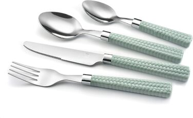 Amefa PAILLE Cutlery Set, 24-Piece | Cutlery Set for 6 People | Stainless Steel, Dishwasher Safe | Cutlery with Colorful Handles in Pastel Green | Dinner Cutlery