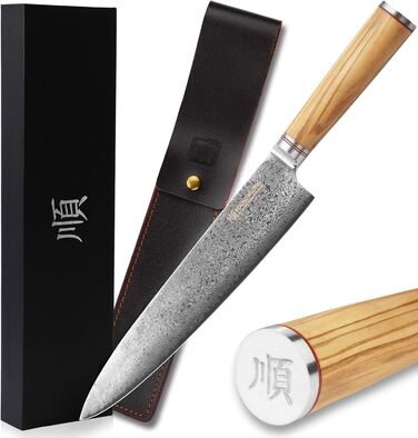 Японський ніж YOUSUNLONG Kochmesser Pro Gyuto 255мм з дамаської сталі з оливкового дерева (254мм)
