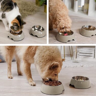 Набір мисок для собак та котів ne&no® Futternapf (2 шт.) середнього розміру (350 мл) | Нековзні миски для собак та котів | Миска для собак (M, Taupe)