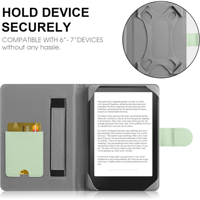 Чохол для електронних книг Pocketbook/Tolino/Sony/Kindle/Kobo, зелений, шкіряний