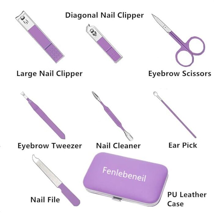 Набір для манікюру та педикюру Fenlebenil: базовий комплект для догляду за нігтями (фіолетовий)