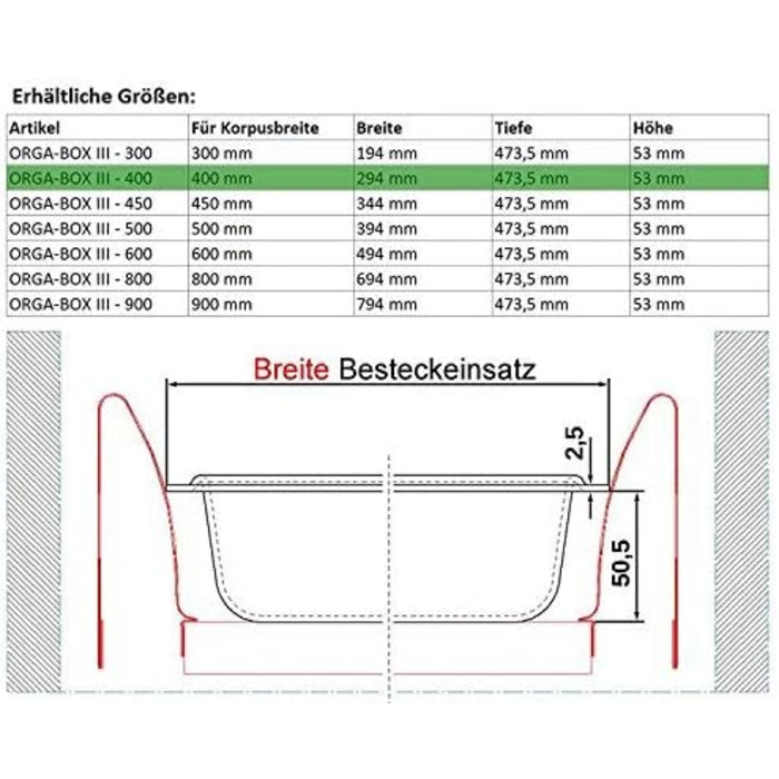Органайзер для столових приборів Orga-Box сріблясто-сірий для шухляди 80 см (473,5 x 694 мм) Nobilia (2012-2024) III