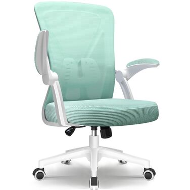 Офісне крісло Hinode з підйомними підлокітниками, функцією гойдання, поворотне на 360°, регульоване по висоті, ергономічне крісло для дому та офісу з дихаючою сіткою, до 150 кг (Блакитно-зелене, Стиль 1)