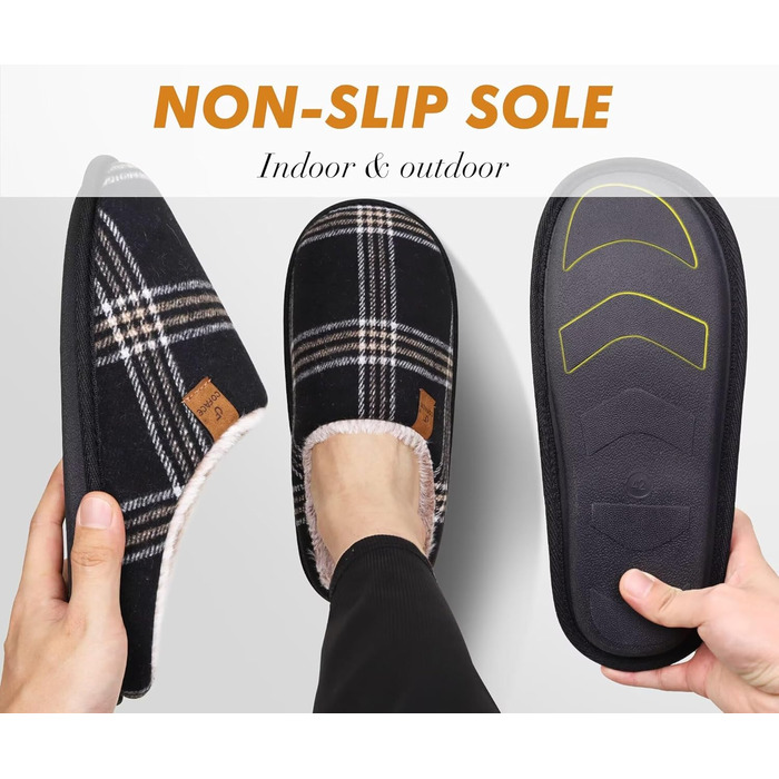 Тапочки жіночі COFACE з фетру, теплі, зручні, з м'якою підкладкою, з антиковзною гумовою підошвою, для дому та вулиці (Чорний, 39 EU)