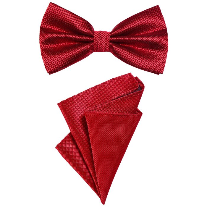 Метелик чоловічий DonDon бордового кольору з нагрудною хустинкою, регульований розмір