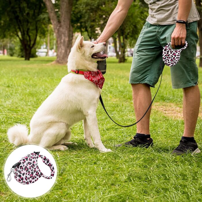 Рулетка для собак, висувна повідка 5 м для маленьких та середніх собак до 15 кг, повідка-рулетки для прогулянок, бігу, тренувань
