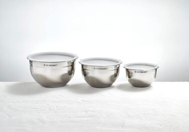 Le Creuset набір із 3 мисок для змішування з нержавіючої сталі з кришками