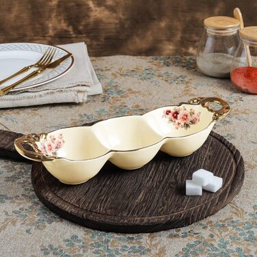 Золота етажерка Fanquare з 2 ярусами з кераміки, підставка для тортів, фруктів та капкейків