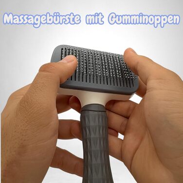 Щітка для собак та котів, самоочисна, сіра – видаляє випале шерсть, для довгої та короткої шерсті, блиск шерсті