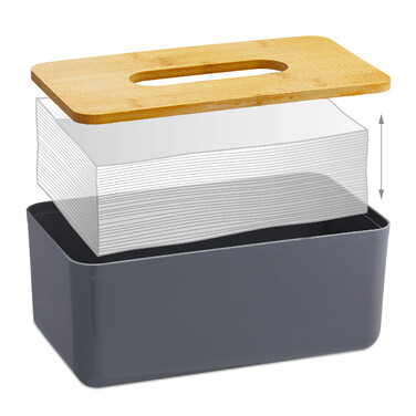 Relaxdays Tissue Box Bamboo Lid